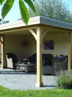 prieeltje plat dak eik landelijk cottage