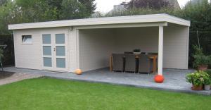 Blokhut plat dak met terras
